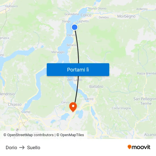 Dorio to Suello map