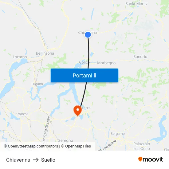 Chiavenna to Suello map