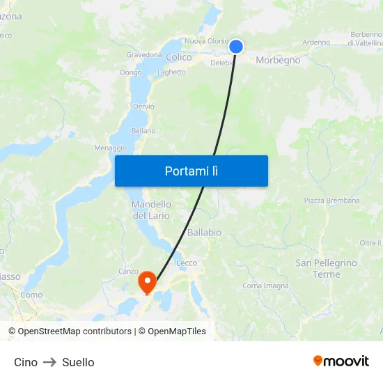 Cino to Suello map