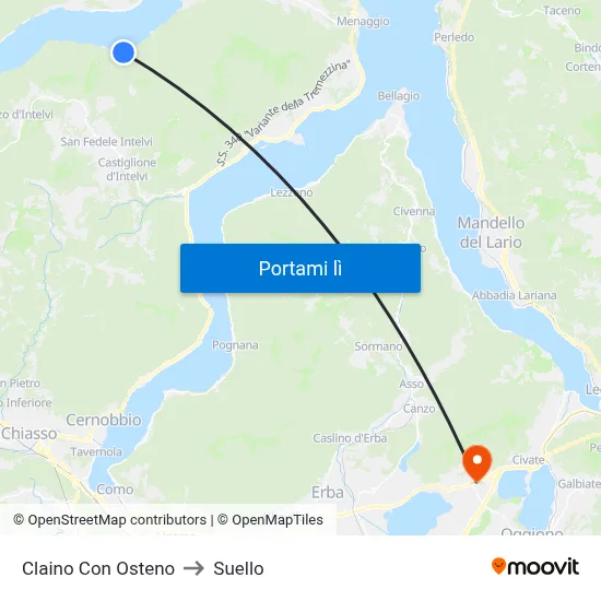 Claino Con Osteno to Suello map
