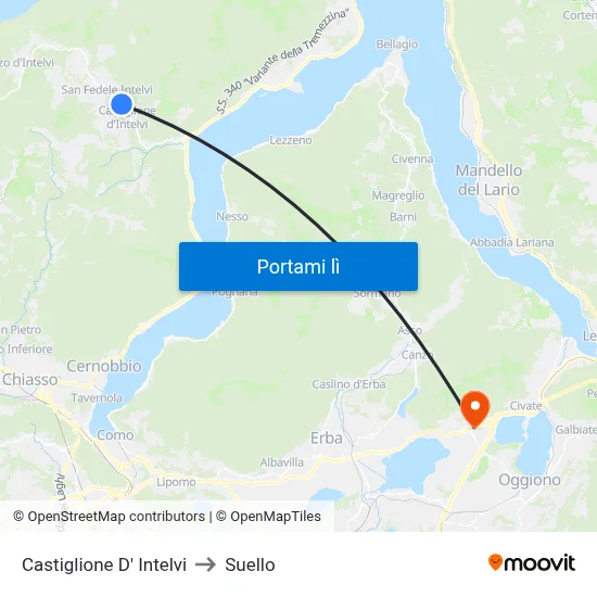 Castiglione D' Intelvi to Suello map