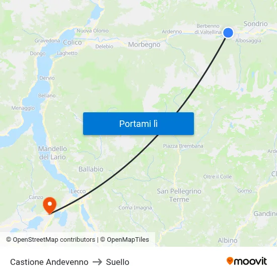 Castione Andevenno to Suello map