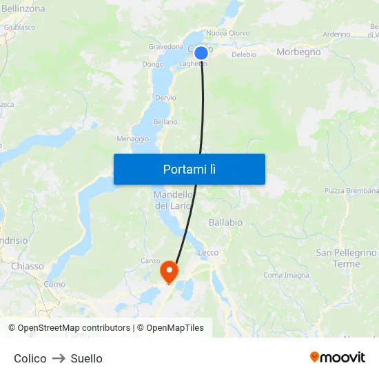 Colico to Suello map