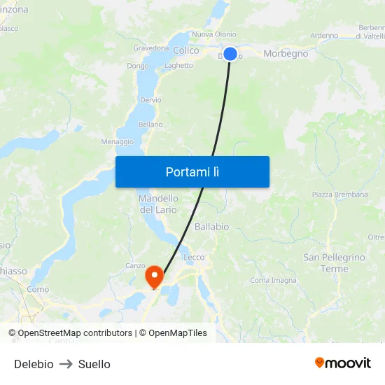 Delebio to Suello map