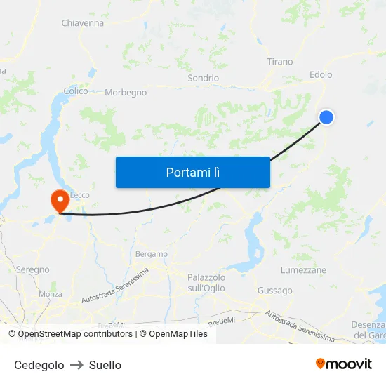 Cedegolo to Suello map