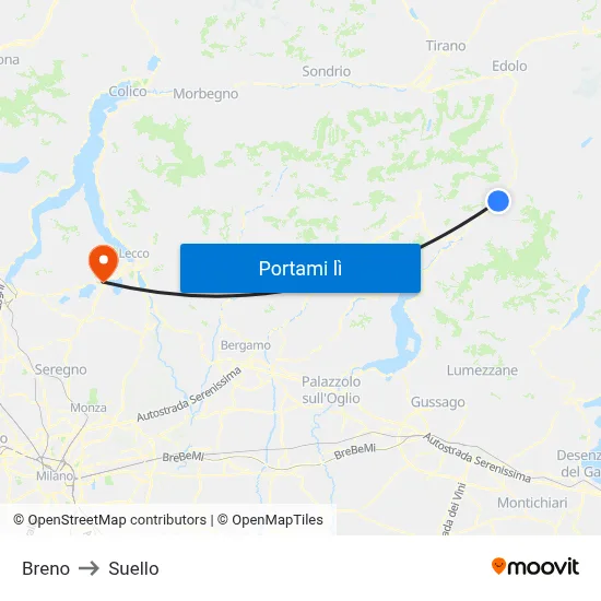 Breno to Suello map