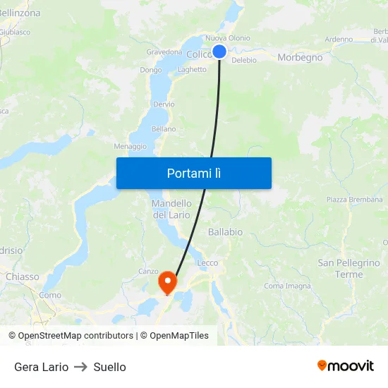 Gera Lario to Suello map