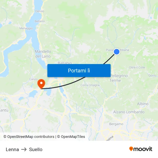 Lenna to Suello map