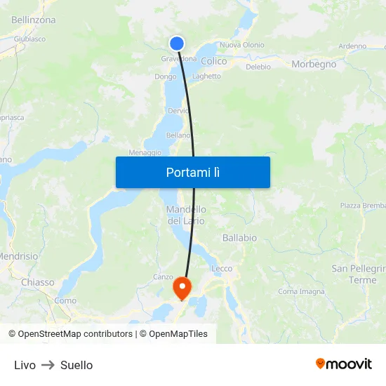 Livo to Suello map