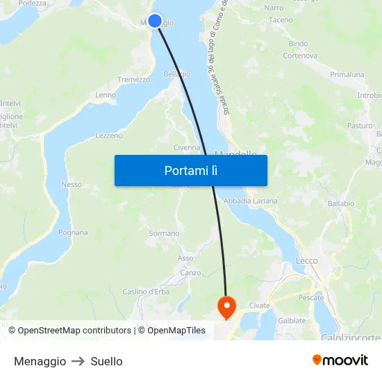 Menaggio to Suello map