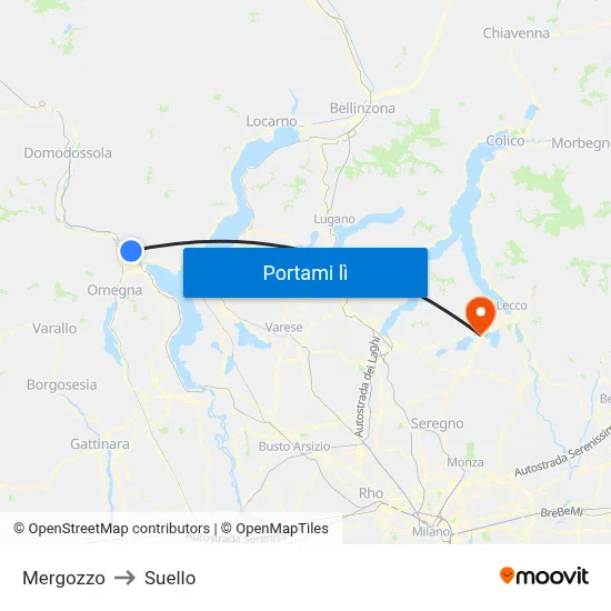 Mergozzo to Suello map
