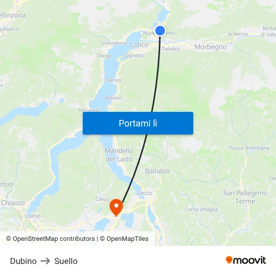 Dubino to Suello map