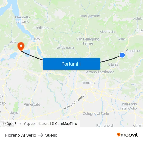 Fiorano Al Serio to Suello map
