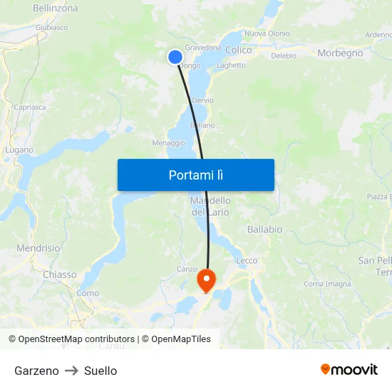Garzeno to Suello map
