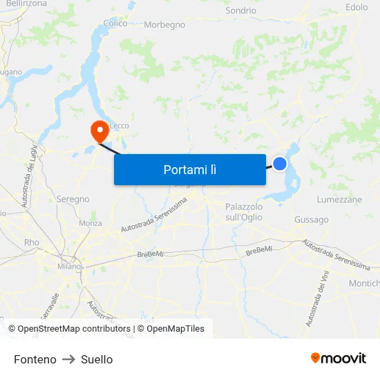 Fonteno to Suello map