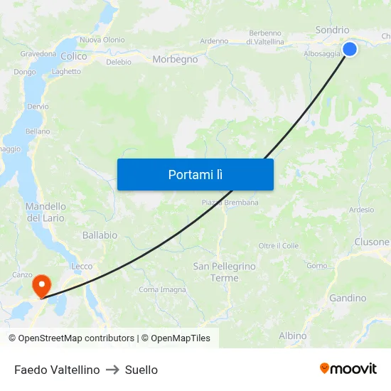 Faedo Valtellino to Suello map