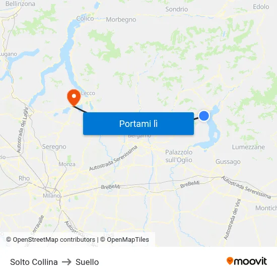 Solto Collina to Suello map