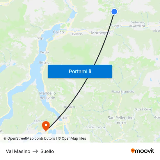 Val Masino to Suello map