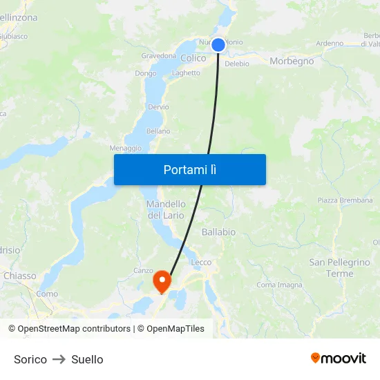 Sorico to Suello map