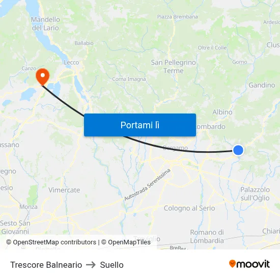 Trescore Balneario to Suello map