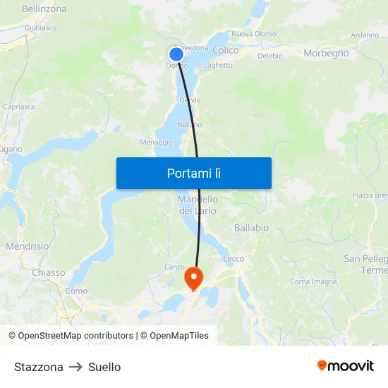 Stazzona to Suello map