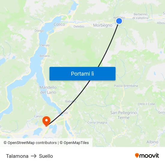 Talamona to Suello map