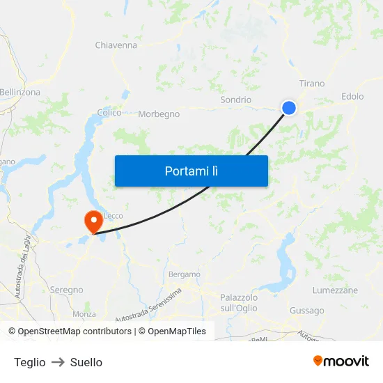 Teglio to Suello map