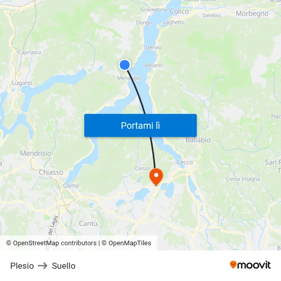 Plesio to Suello map