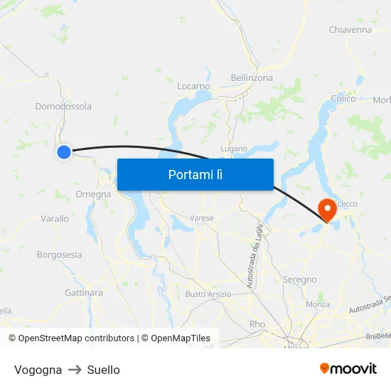 Vogogna to Suello map