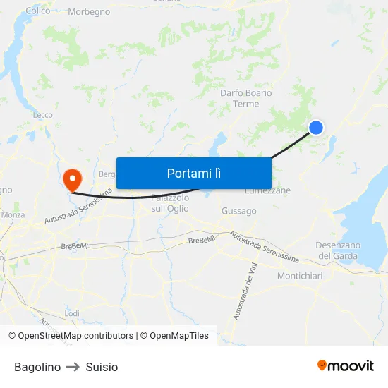 Bagolino to Suisio map