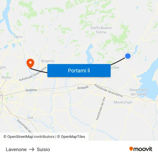 Lavenone to Suisio map