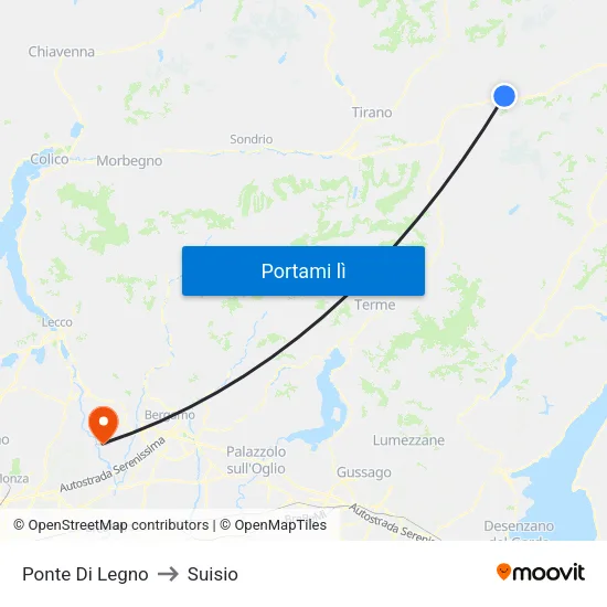 Ponte Di Legno to Suisio map