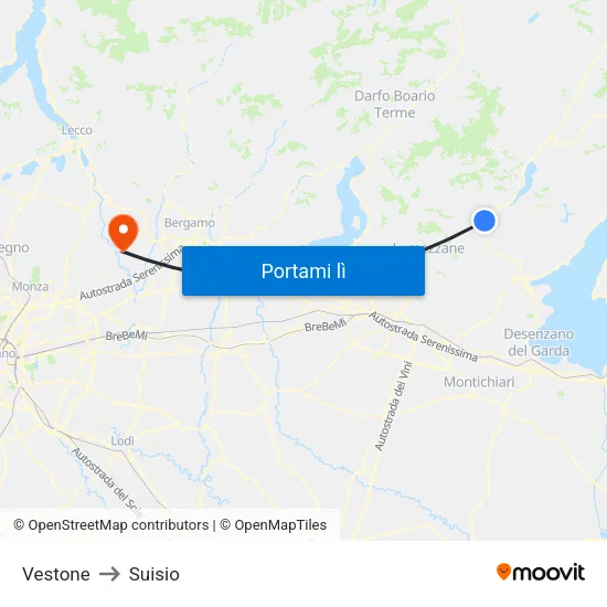Vestone to Suisio map
