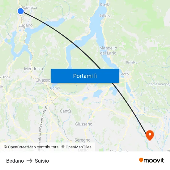 Bedano to Suisio map