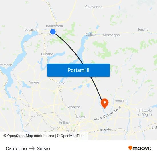 Camorino to Suisio map