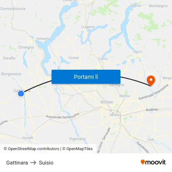 Gattinara to Suisio map