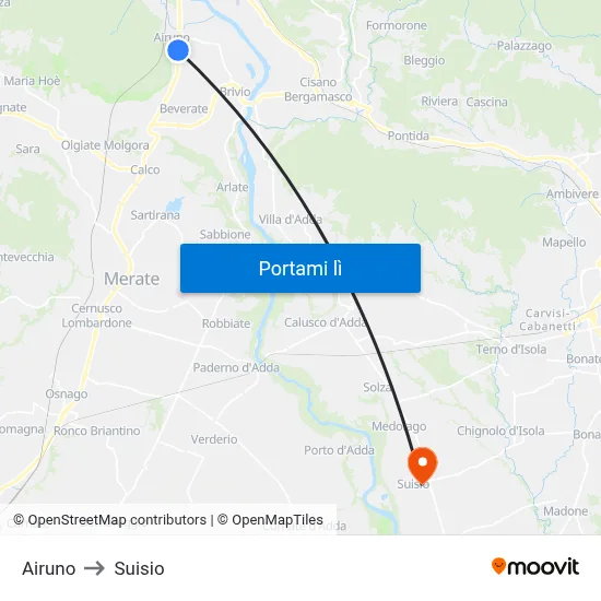 Airuno to Suisio map