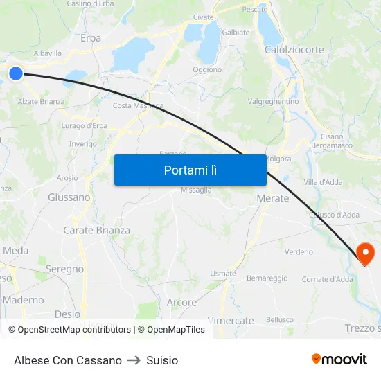 Albese Con Cassano to Suisio map