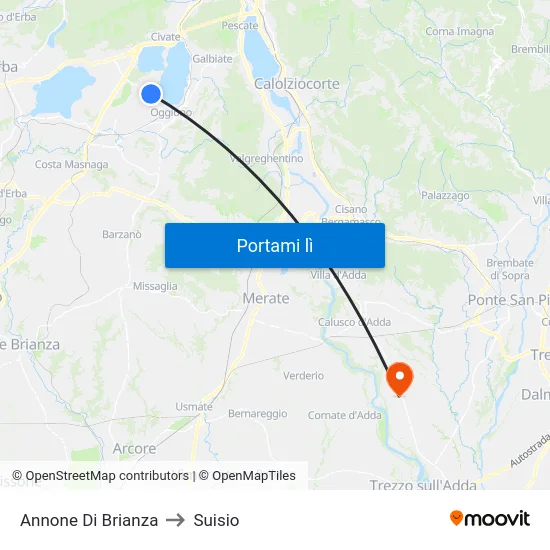 Annone Di Brianza to Suisio map