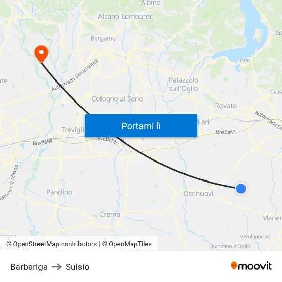Barbariga to Suisio map