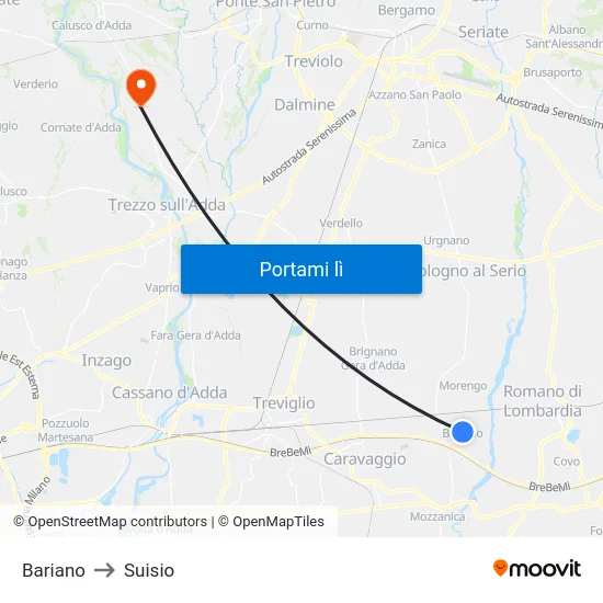 Bariano to Suisio map