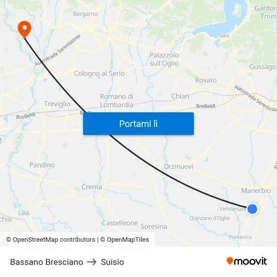 Bassano Bresciano to Suisio map