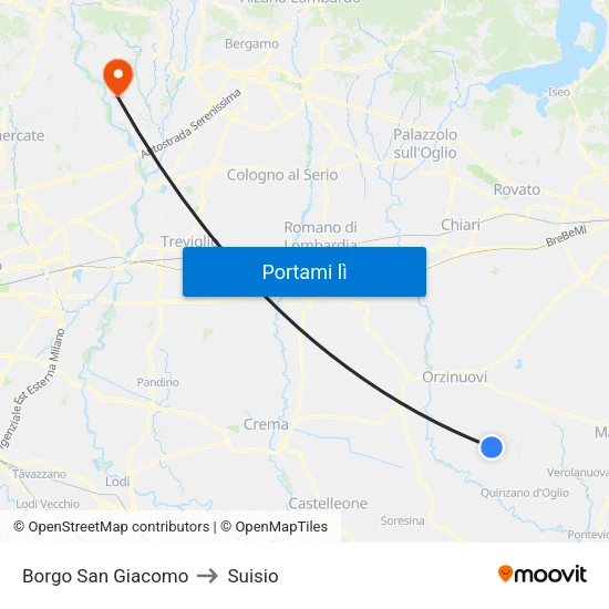 Borgo San Giacomo to Suisio map