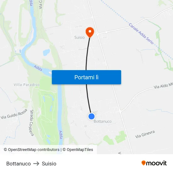 Bottanuco to Suisio map