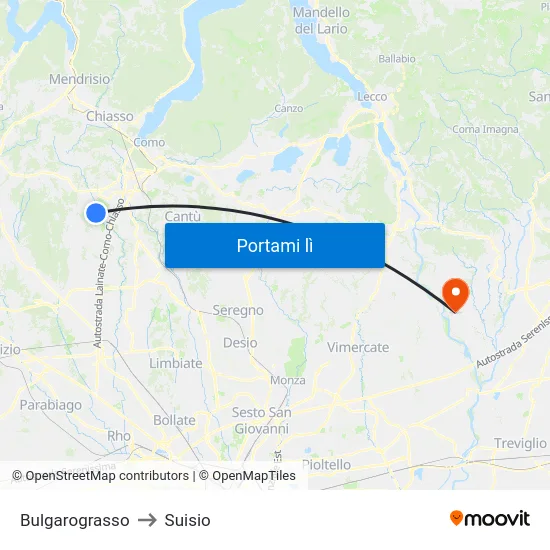 Bulgarograsso to Suisio map