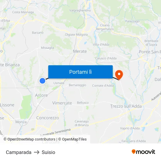 Camparada to Suisio map
