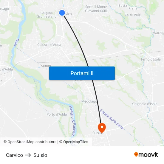 Carvico to Suisio map