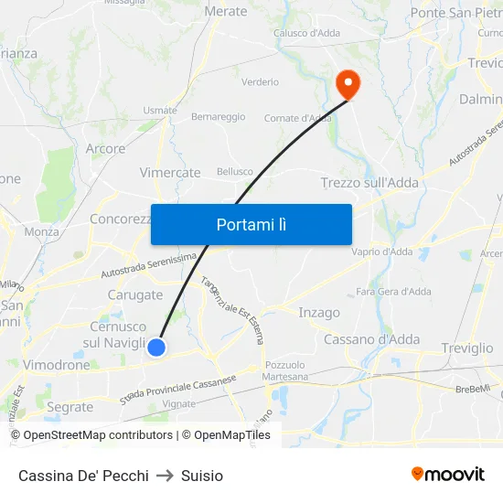 Cassina De' Pecchi to Suisio map