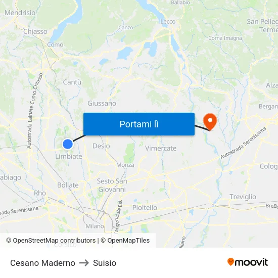 Cesano Maderno to Suisio map