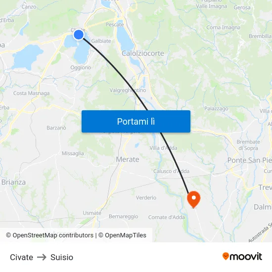 Civate to Suisio map